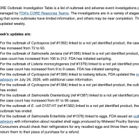 FDA's Latest Outbreak Investigations